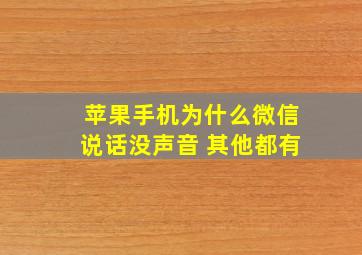 苹果手机为什么微信说话没声音 其他都有